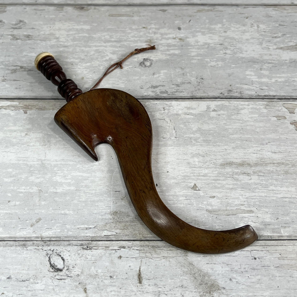 Antique Treen Goose Wing Knitting Stick Love Token or Knitting Sheath Dated 1872 English