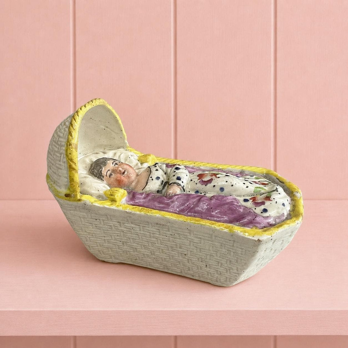 Antique Staffordshire Pearlware Cradle Sleeping Child Circa 1820