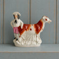 Antique Staffordshire Cow Creamer Farm Girl Aesthetic C 1870 AF
