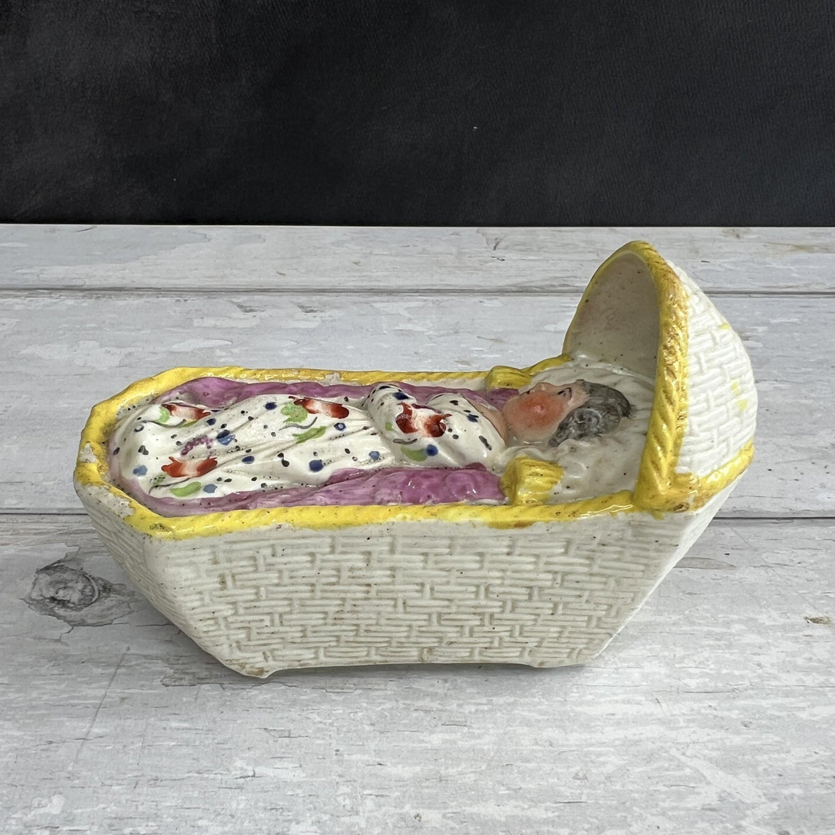 Antique Staffordshire Pearlware Cradle Sleeping Child Circa 1820