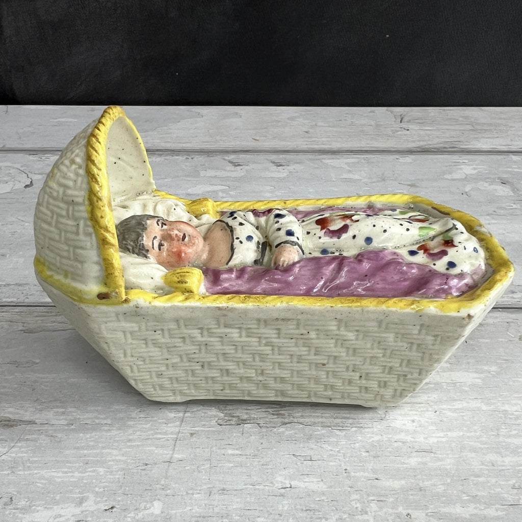 Antique Staffordshire Pearlware Cradle Sleeping Child Circa 1820