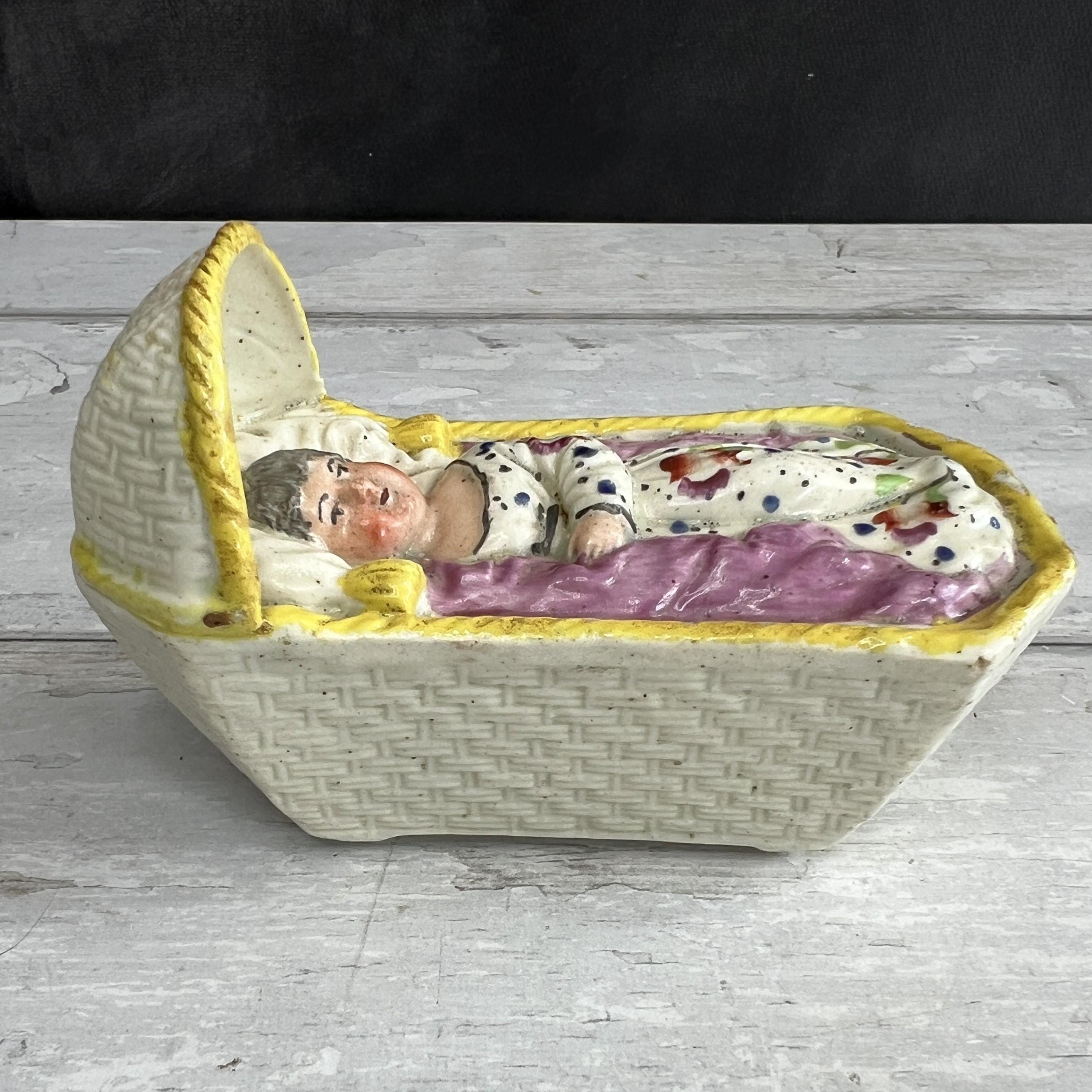 Antique Staffordshire Pearlware Cradle Sleeping Child Circa 1820