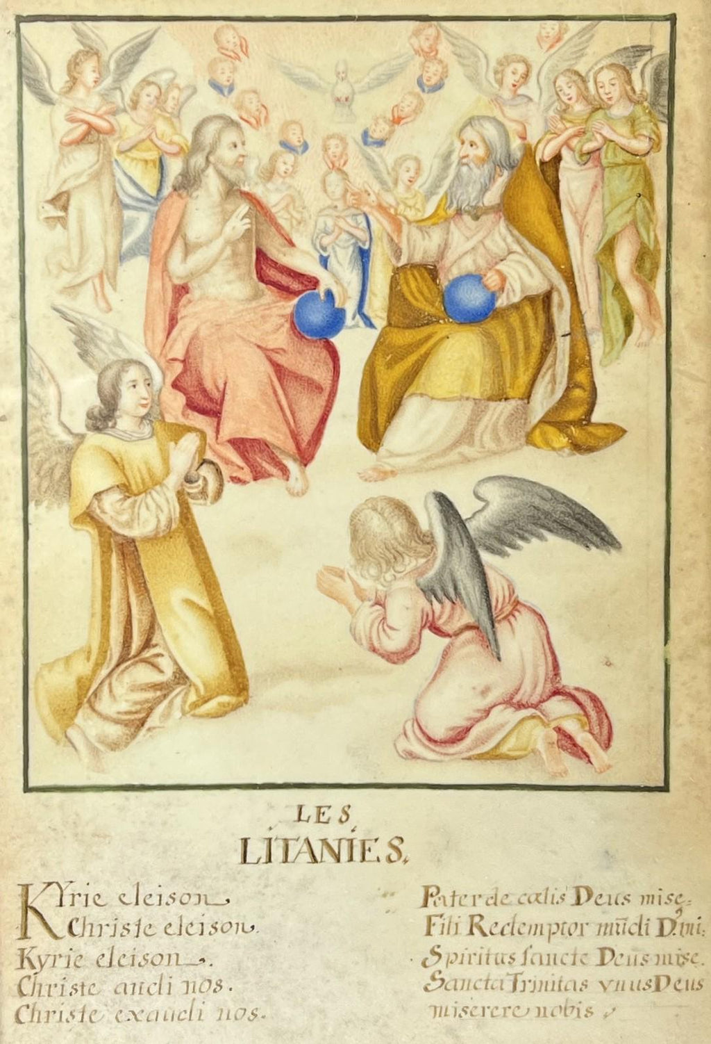 Antique 18th Century French Religious Painting Les Litanies C 1790