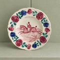 19th Century Childs Nursery Ware Plate Equine Horse Steeplechase Circa 1820 RARE Transferware Point to Point