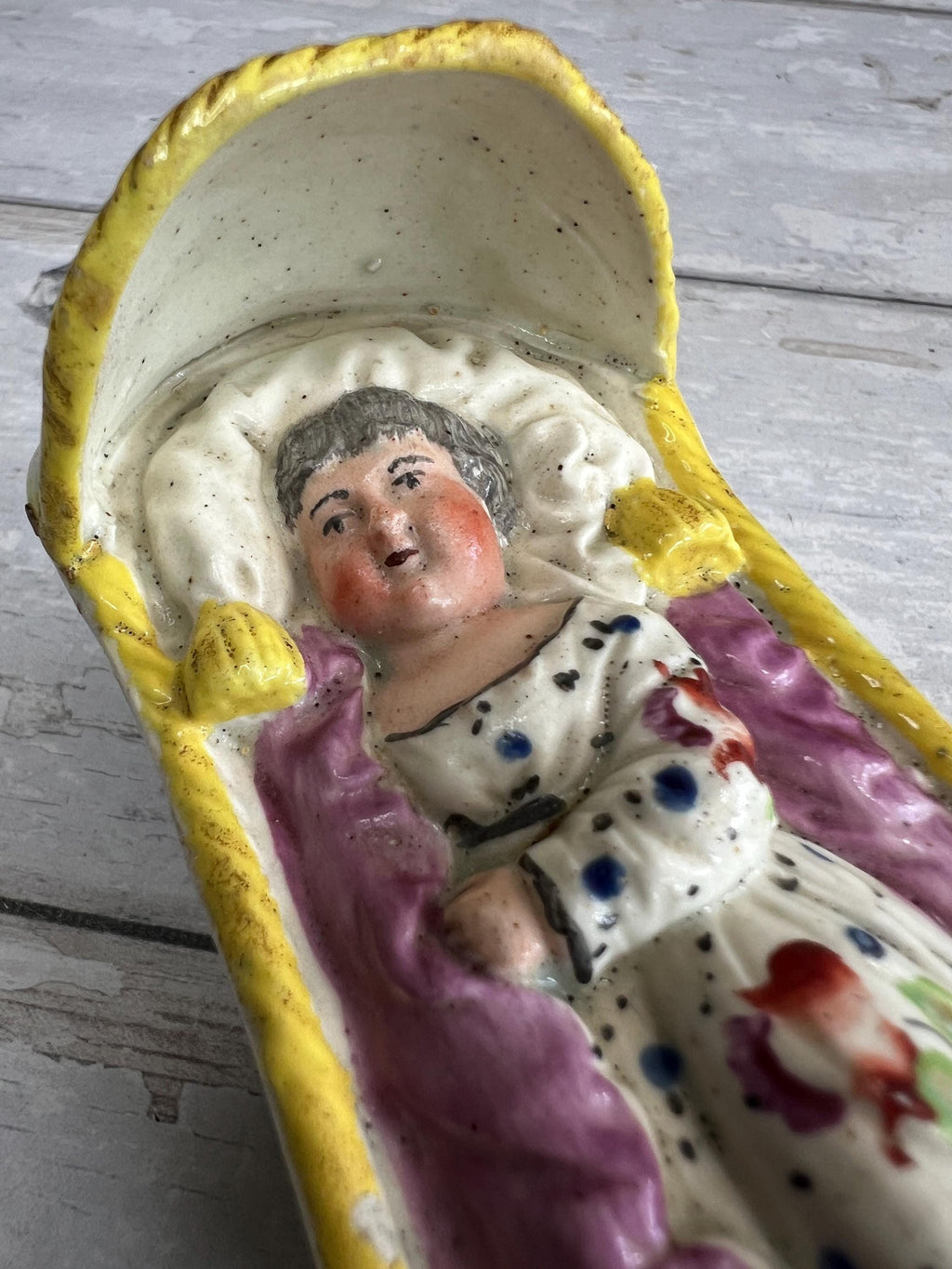Antique Staffordshire Pearlware Cradle Sleeping Child Circa 1820