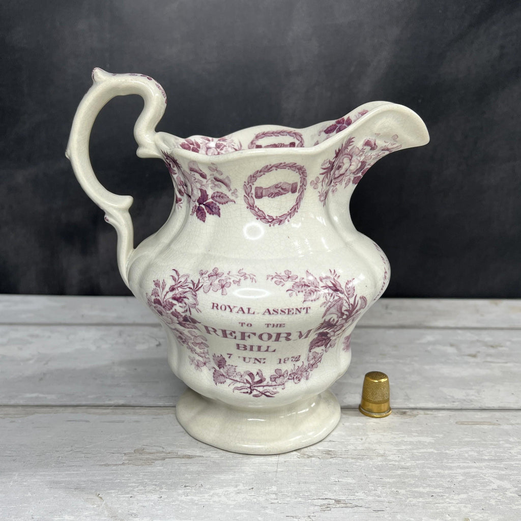 Antique Reform Jug British Political History Purple Transferware C 1832