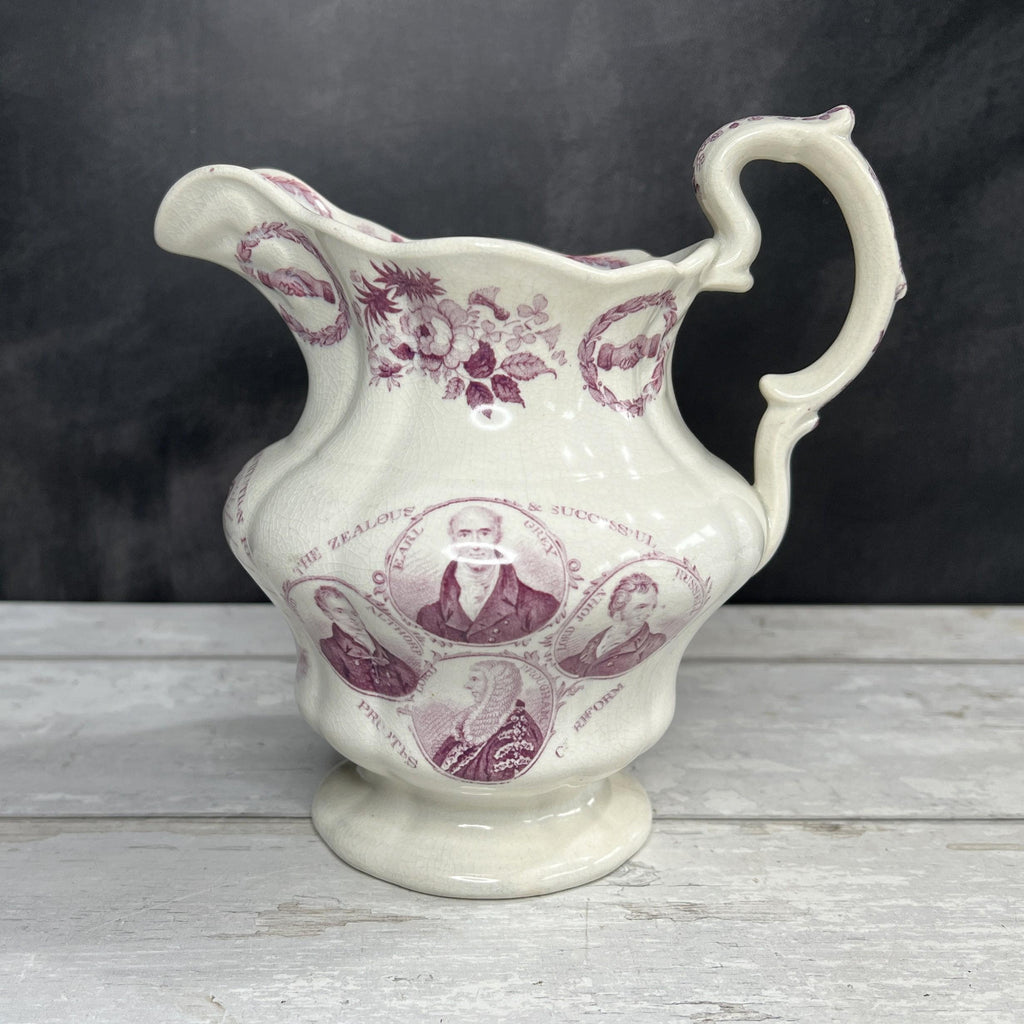Antique Reform Jug British Political History Purple Transferware C 1832