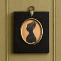 Antique Silhouette Portrait, Young Woman in Mantilla Comb, William Seville C 1830
