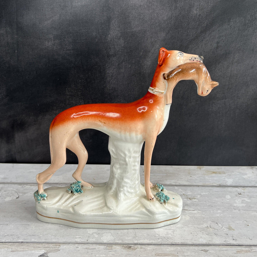19th Century Pair Of Staffordshire Greyhound Whippet Dogs C 1870