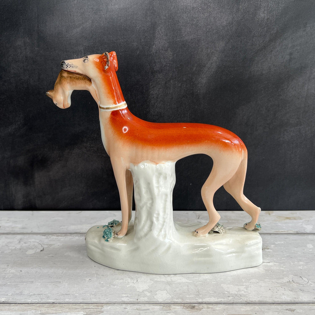 19th Century Pair Of Staffordshire Greyhound Whippet Dogs C 1870