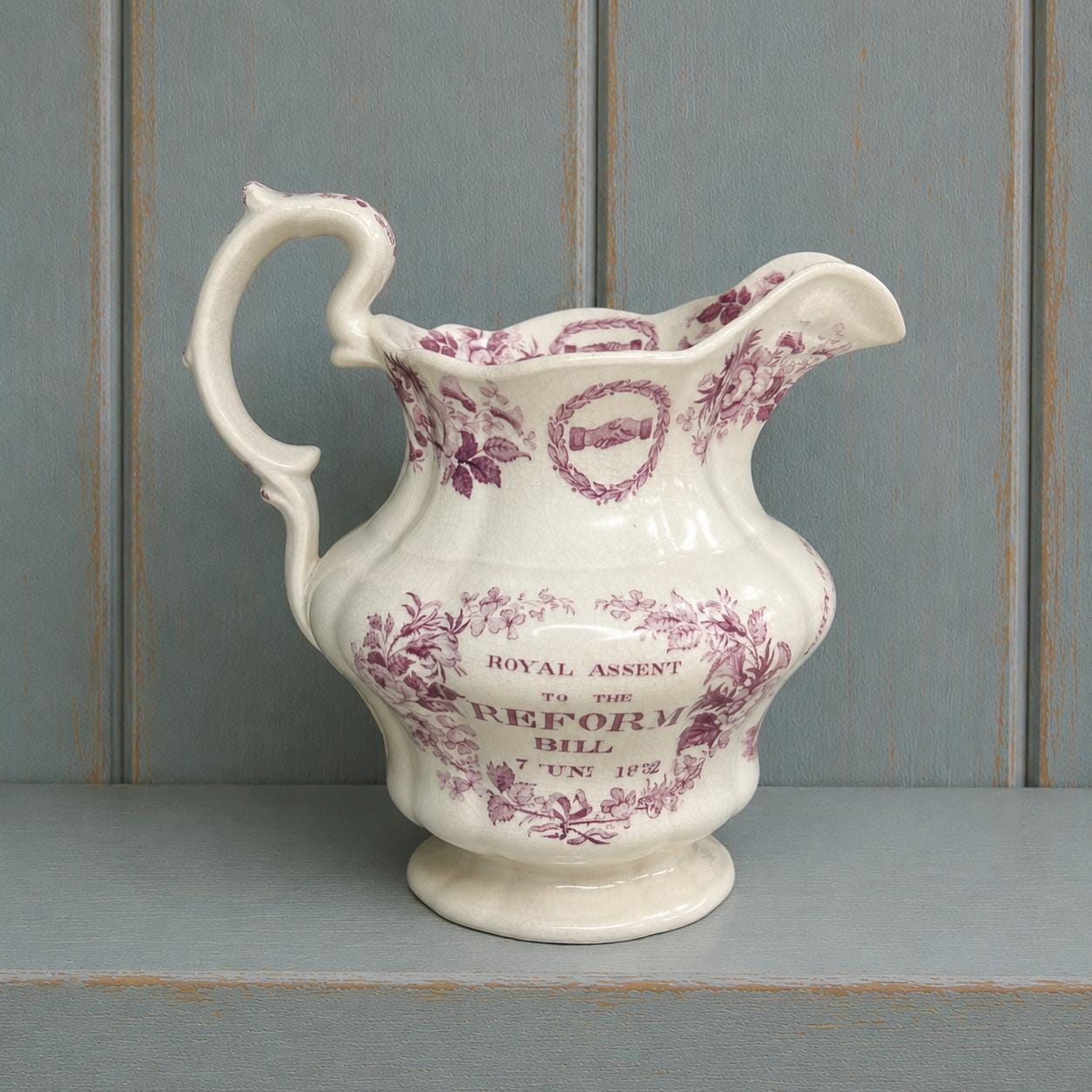 Antique Reform Jug British Political History Purple Transferware C 1832