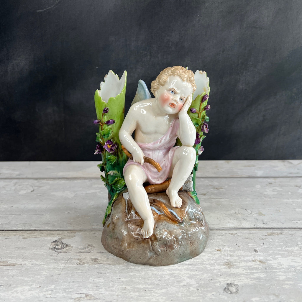 Antique Ernst Bohne Söhne Porcelain Cupid Vase Eros C 1887 AF