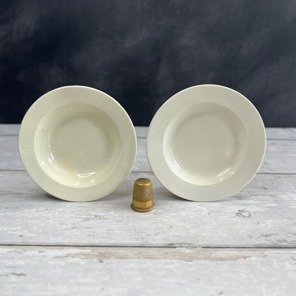 Rare Pair Georgian Miniature Children's Toy Creamware Plates by Shorthose & Co England Circa 1817