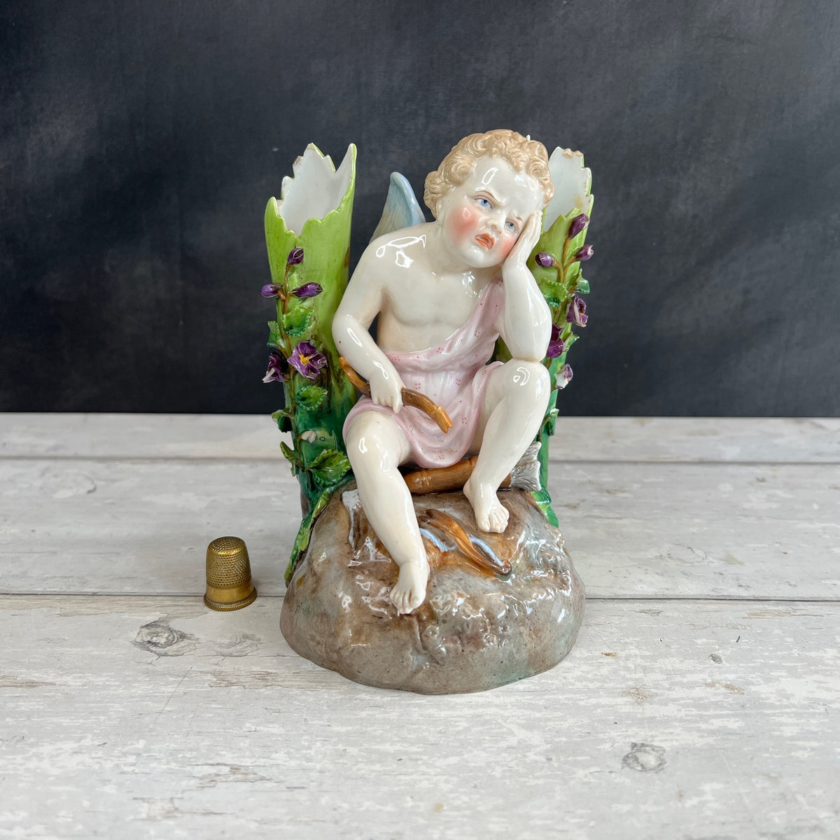 Antique Ernst Bohne Söhne Porcelain Cupid Vase Eros C 1887 AF
