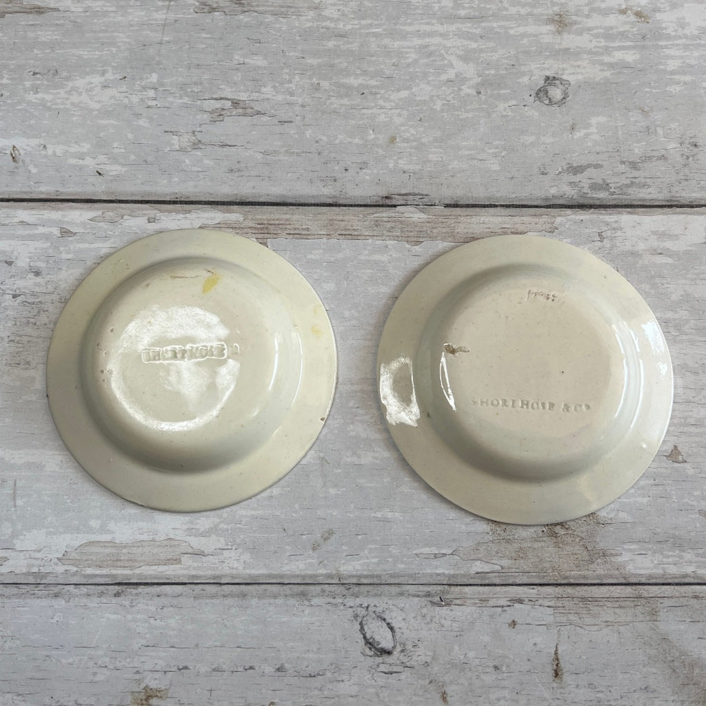 Rare Pair Georgian Miniature Children's Toy Creamware Plates by Shorthose & Co England Circa 1817