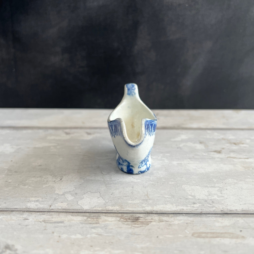 1820s Miniature Pearlware Sauceboat Kite Flier Transferware Dollhouse Size