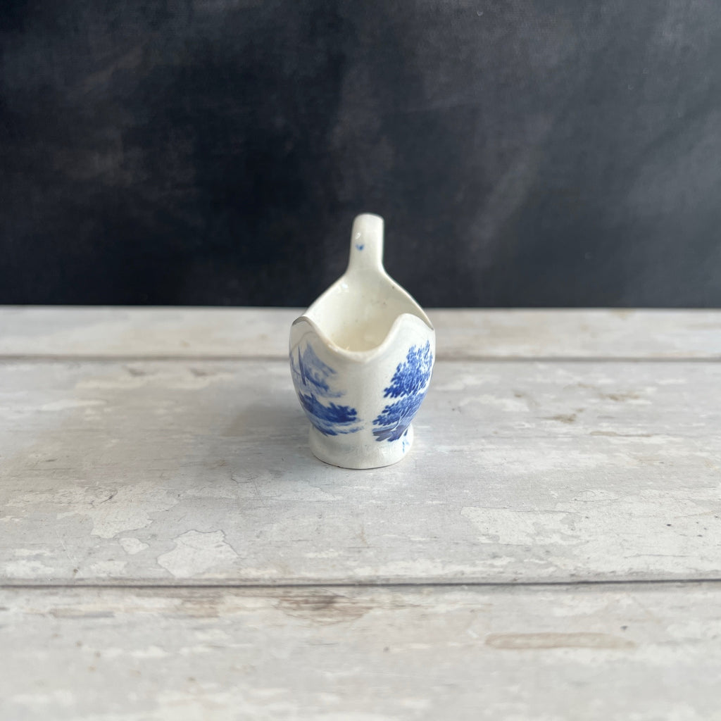 Early 19th Century Doll Toy Creamer Sauceboat Blue and White Transferware Circa 1820s