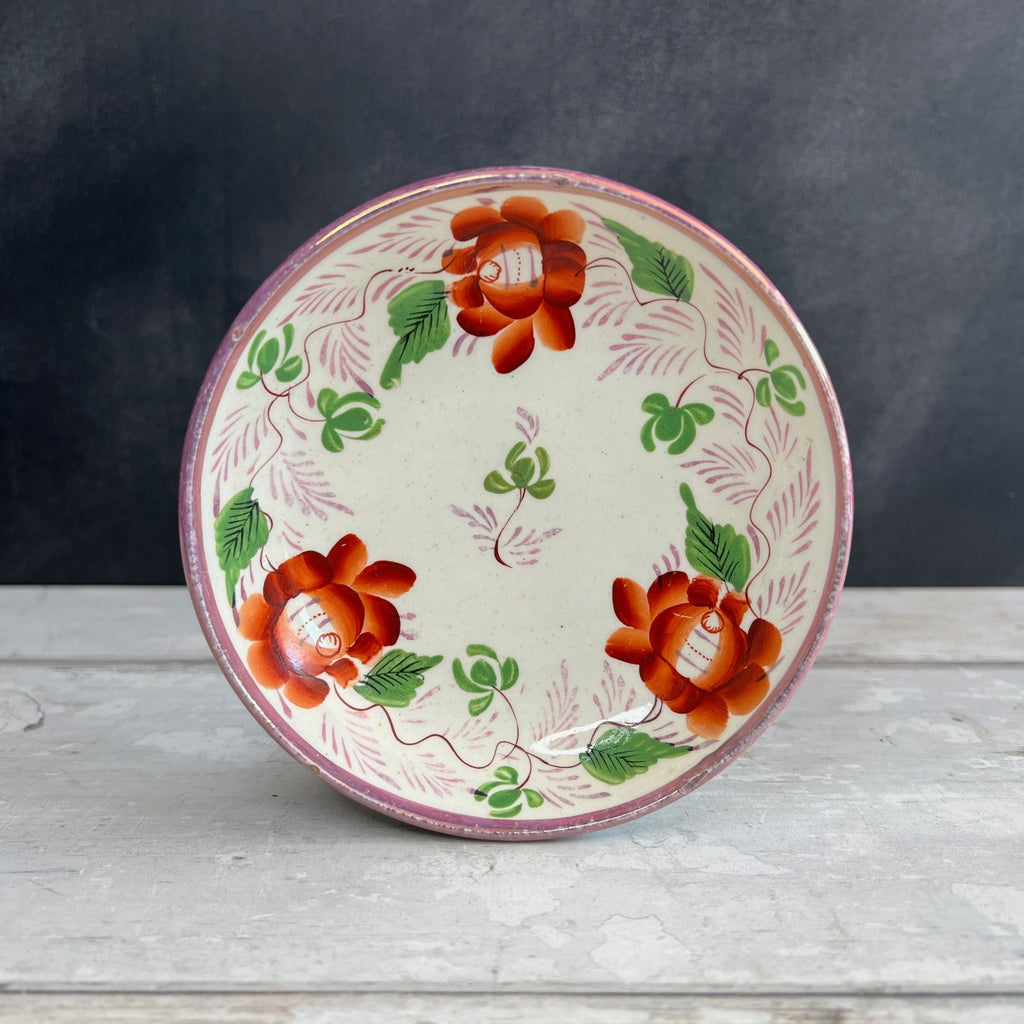 Child's Toy Staffordshire Lustre Luster Cup and Saucer Hand Painted Roses Circa 1820 AF