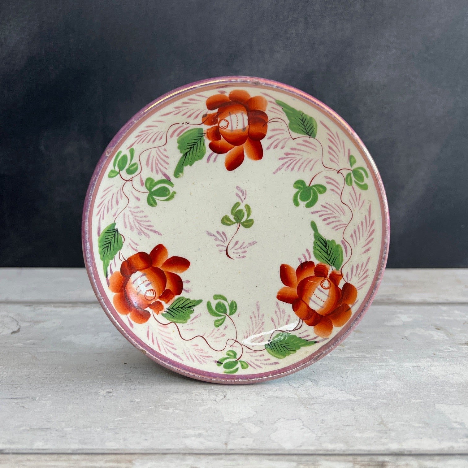 Child's Toy Staffordshire Lustre Luster Cup and Saucer Hand Painted Roses Circa 1820 AF