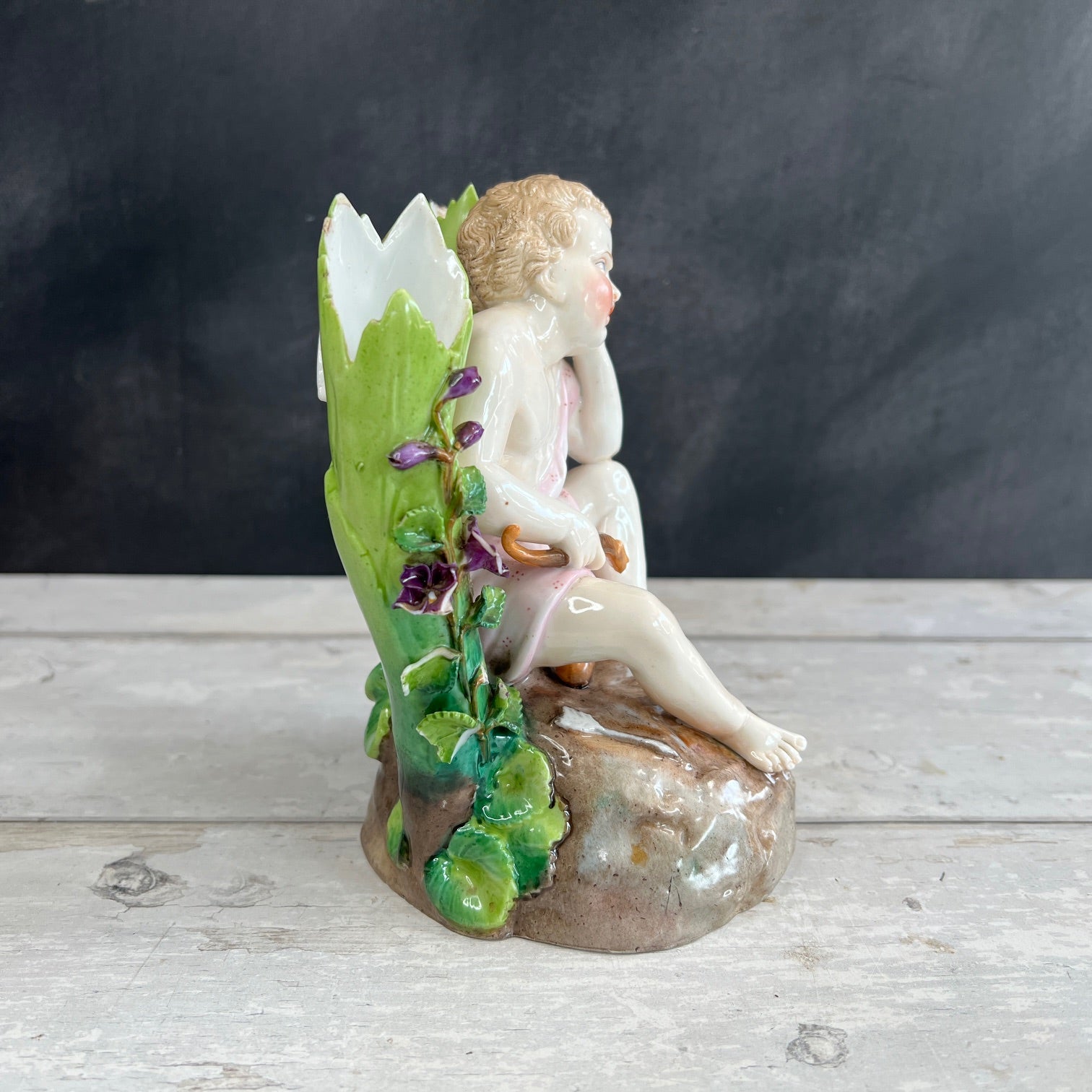 Antique Ernst Bohne Söhne Porcelain Cupid Vase Eros C 1887 AF