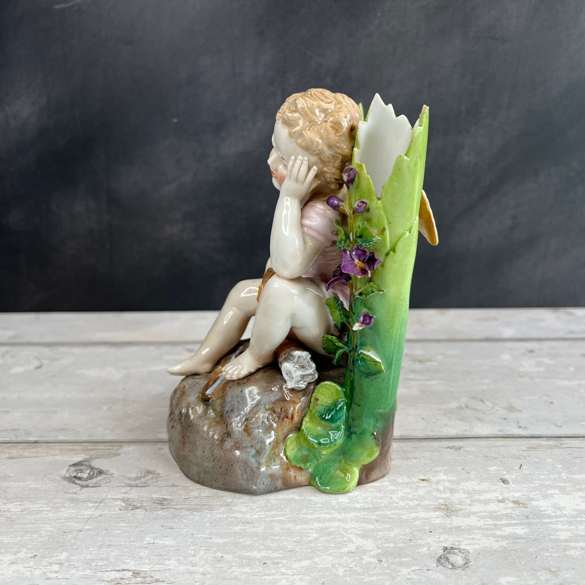 Antique Ernst Bohne Söhne Porcelain Cupid Vase Eros C 1887 AF