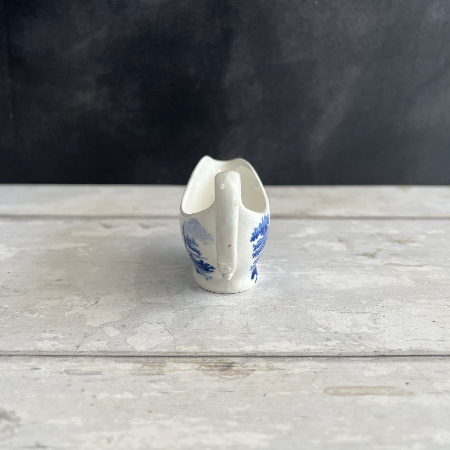 Early 19th Century Doll Toy Creamer Sauceboat Blue and White Transferware Circa 1820s