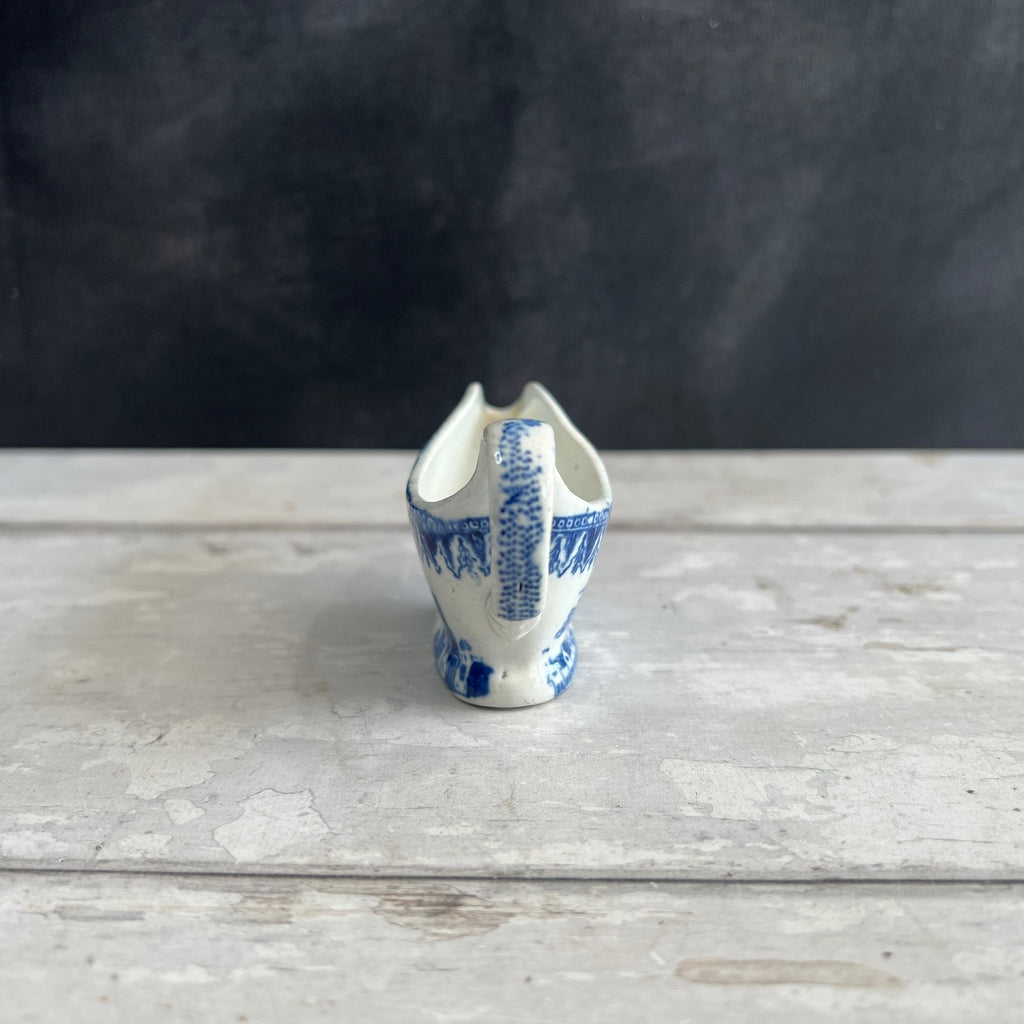 1820s Miniature Pearlware Sauceboat Kite Flier Transferware Dollhouse Size