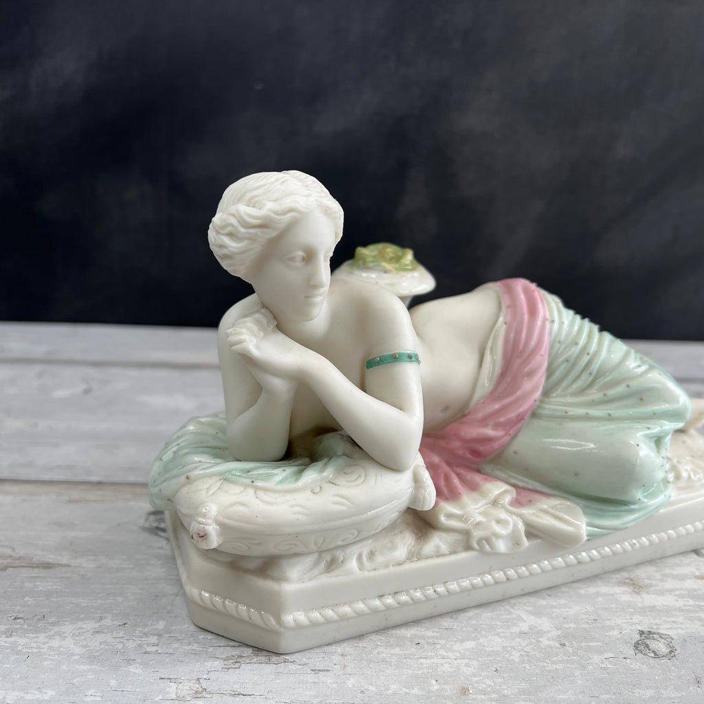 Antique Tinted Parian Figure Neo Classical Maiden English Circa 1872 AF