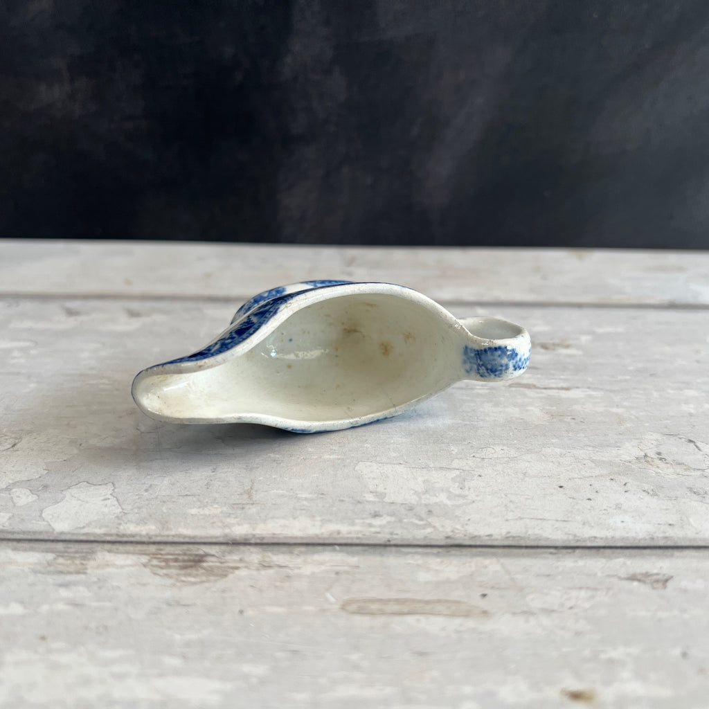 1820s Miniature Pearlware Sauceboat Kite Flier Transferware Dollhouse Size