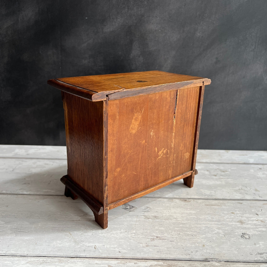 Antique Miniature Oak Chest of Drawers Jacobean Style Doll Size