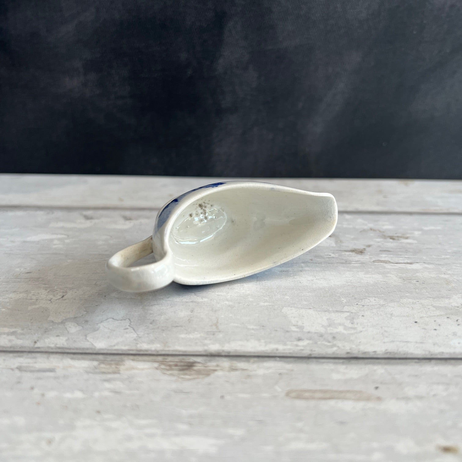Early 19th Century Doll Toy Creamer Sauceboat Blue and White Transferware Circa 1820s