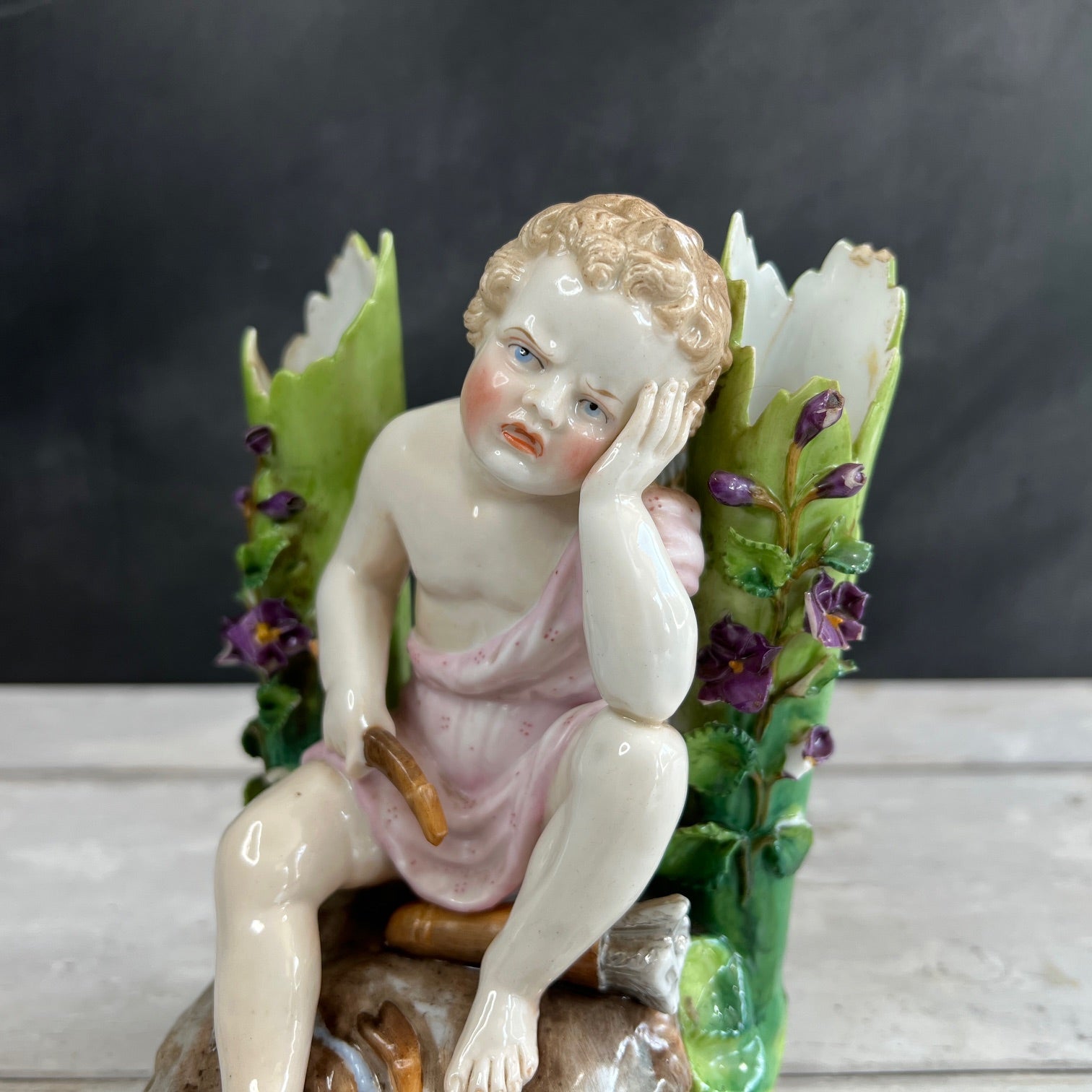Antique Ernst Bohne Söhne Porcelain Cupid Vase Eros C 1887 AF