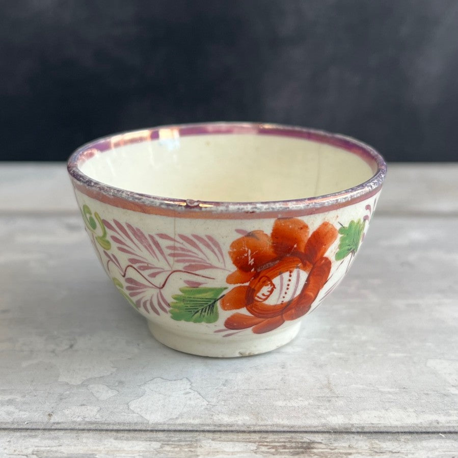 Child's Toy Staffordshire Lustre Luster Cup and Saucer Hand Painted Roses Circa 1820 AF