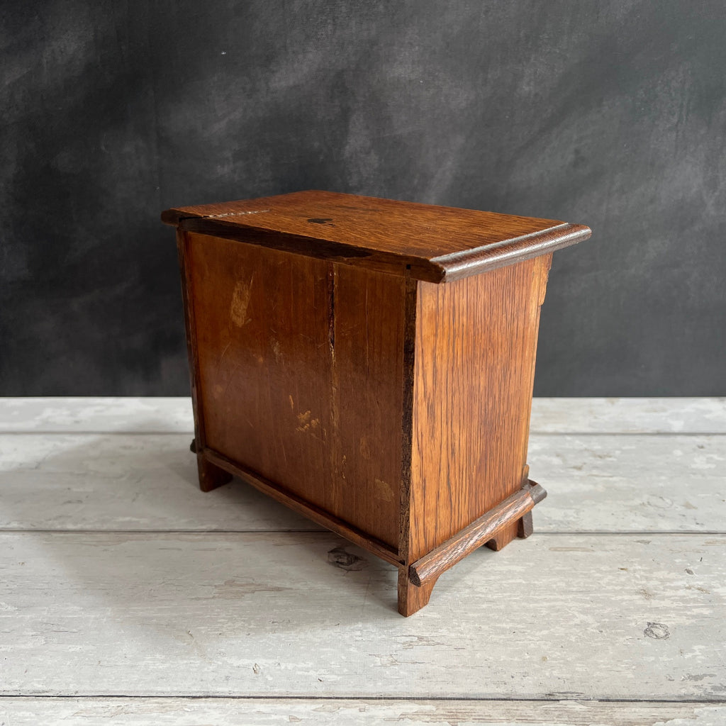 Antique Miniature Oak Chest of Drawers Jacobean Style Doll Size