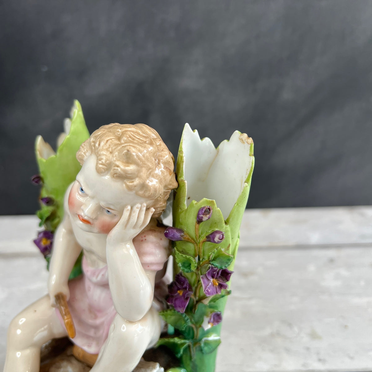 Antique Ernst Bohne Söhne Porcelain Cupid Vase Eros C 1887 AF