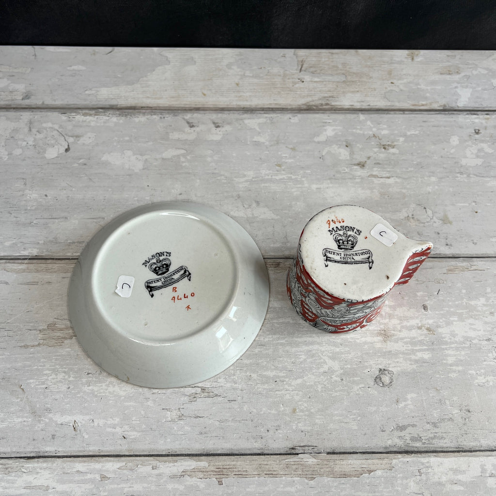 Antique Mason's “BANDANA” Foo Dog Pattern IRONSTONE  Coffee Cup and Saucer 1860